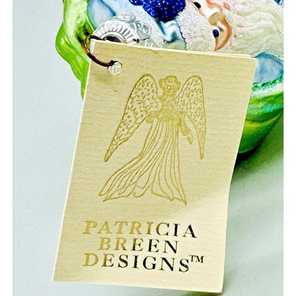 Patricia Breen Coastal Santa Blue Suit Green Shell Christmas Ornament‎ 1997
